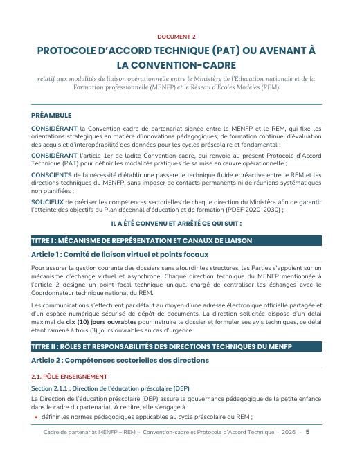 Aperçu du protocole d’accord technique