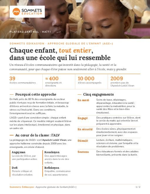 Aperçu de la fiche Sommets Edikasyon